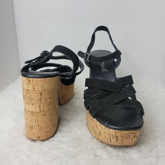 Free People Lisbon Womens Shoes Size 9 Platform Black Suede Mules/Heels - Picture 6 of 8
